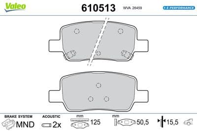 Juego de balatas de freno VALEO 610513