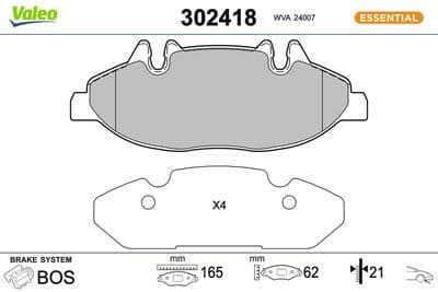 Juego de balatas de freno VALEO 302418