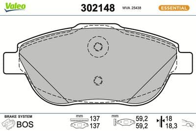 Juego de balatas de freno VALEO 302148