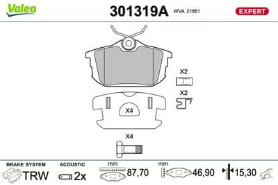 Juego de balatas de freno VALEO 301319A