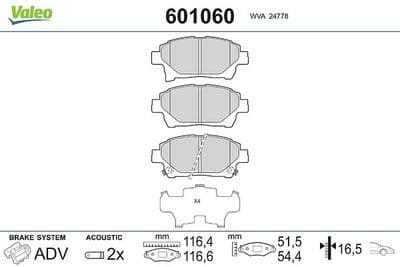 Juego de balatas de freno VALEO 601060