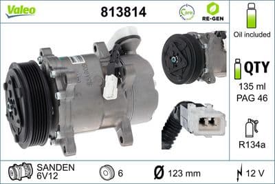 Compresor, aire acondicionado VALEO 813814