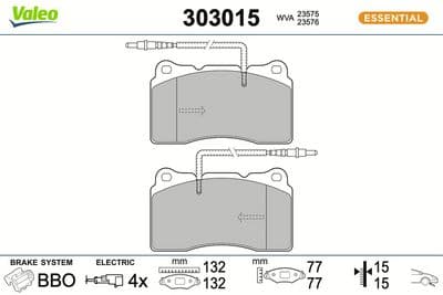 Juego de balatas de freno VALEO 303015