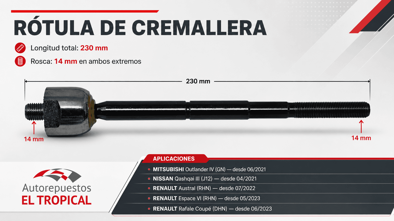 Rotula de cremallera SR-B380 OUTLANDER 21-