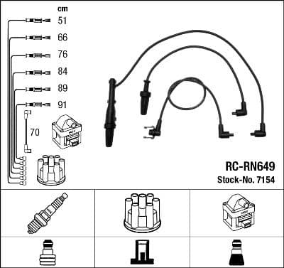 Juego de cables de encendido NGK 7154