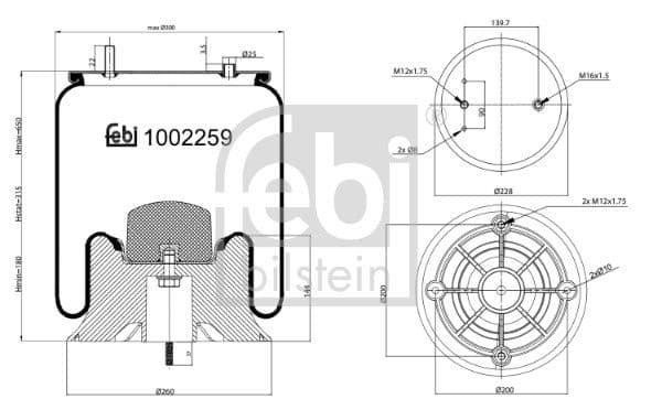Cubrepolvo, suspensión neumática FEBI BILSTEIN 1002259