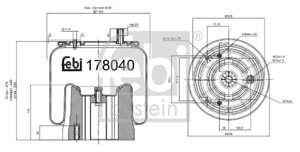 Cubrepolvo, suspensión neumática FEBI BILSTEIN 178040