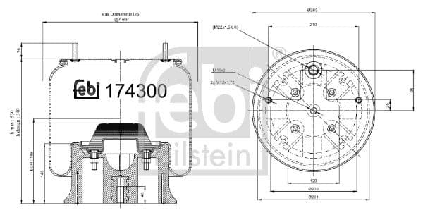 Cubrepolvo, suspensión neumática FEBI BILSTEIN 174300