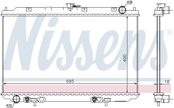 Radiador, refrigeración del motor NISSENS 68725
