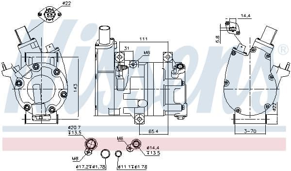 Compresor, aire acondicionado NISSENS 891066