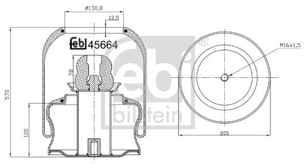 Cubrepolvo, suspensión neumática FEBI BILSTEIN 45664