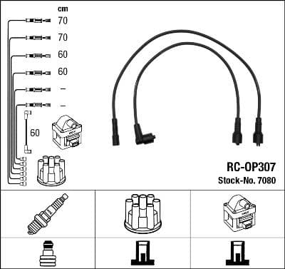 Juego de cables de encendido NGK 7080