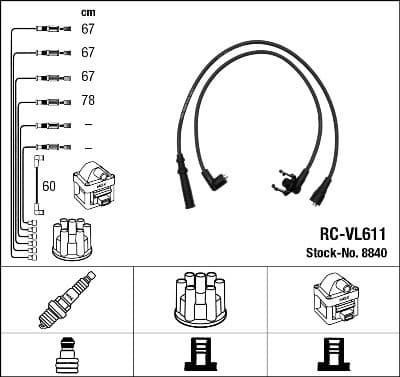 Juego de cables de encendido NGK 8840