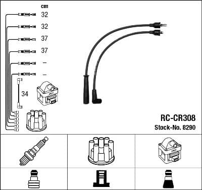 Juego de cables de encendido NGK 8290