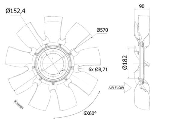 Núcleo del ventilador, refrigeración del motor MAHLE CFW 93 000P