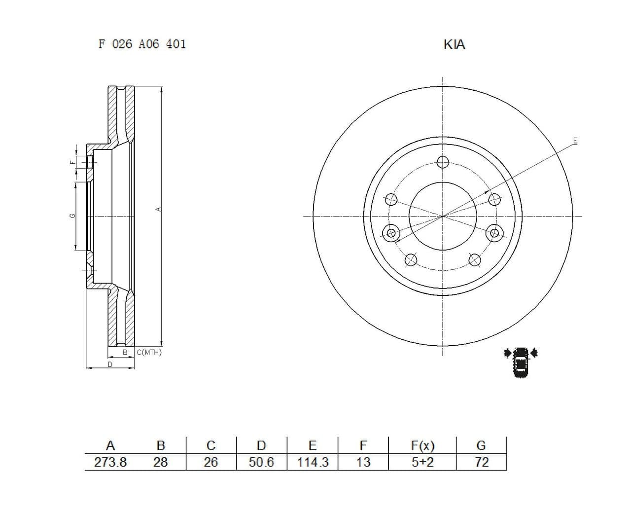 Disco de freno BOSCH F 026 A06 401