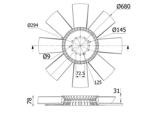 Núcleo del ventilador, refrigeración del motor MAHLE CFW 7 000S