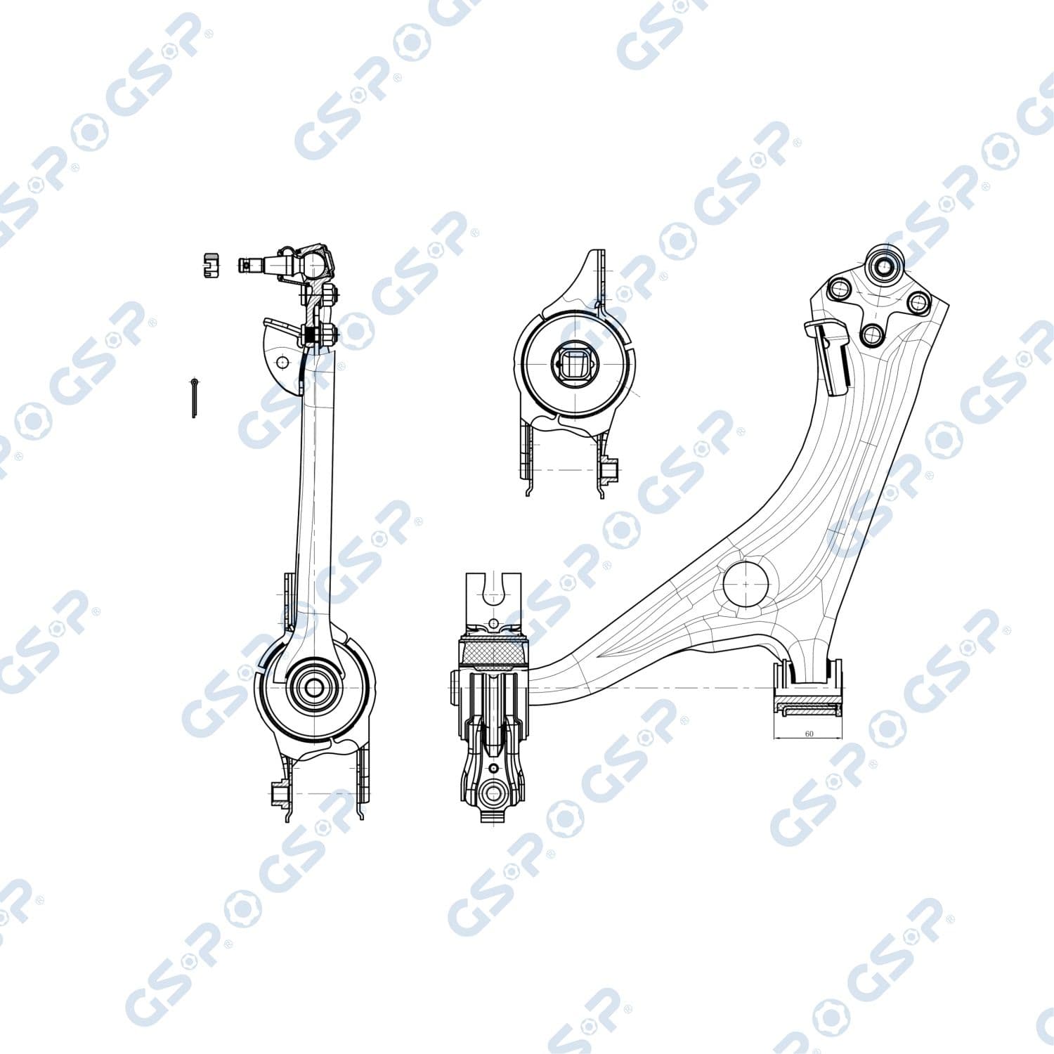 Brazo oscilante, suspensión de ruedas GSP S065128