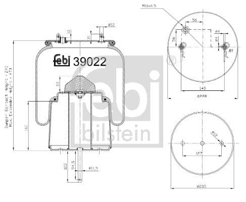 Cubrepolvo, suspensión neumática FEBI BILSTEIN 39022