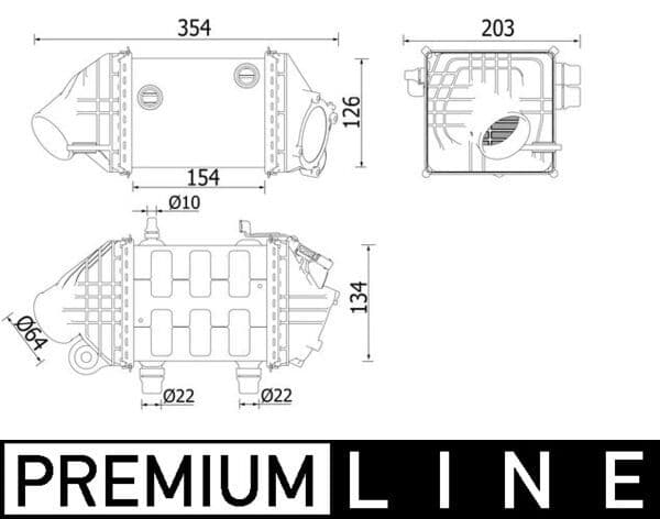 Radiador de aire de admisión MAHLE CI 225 000P