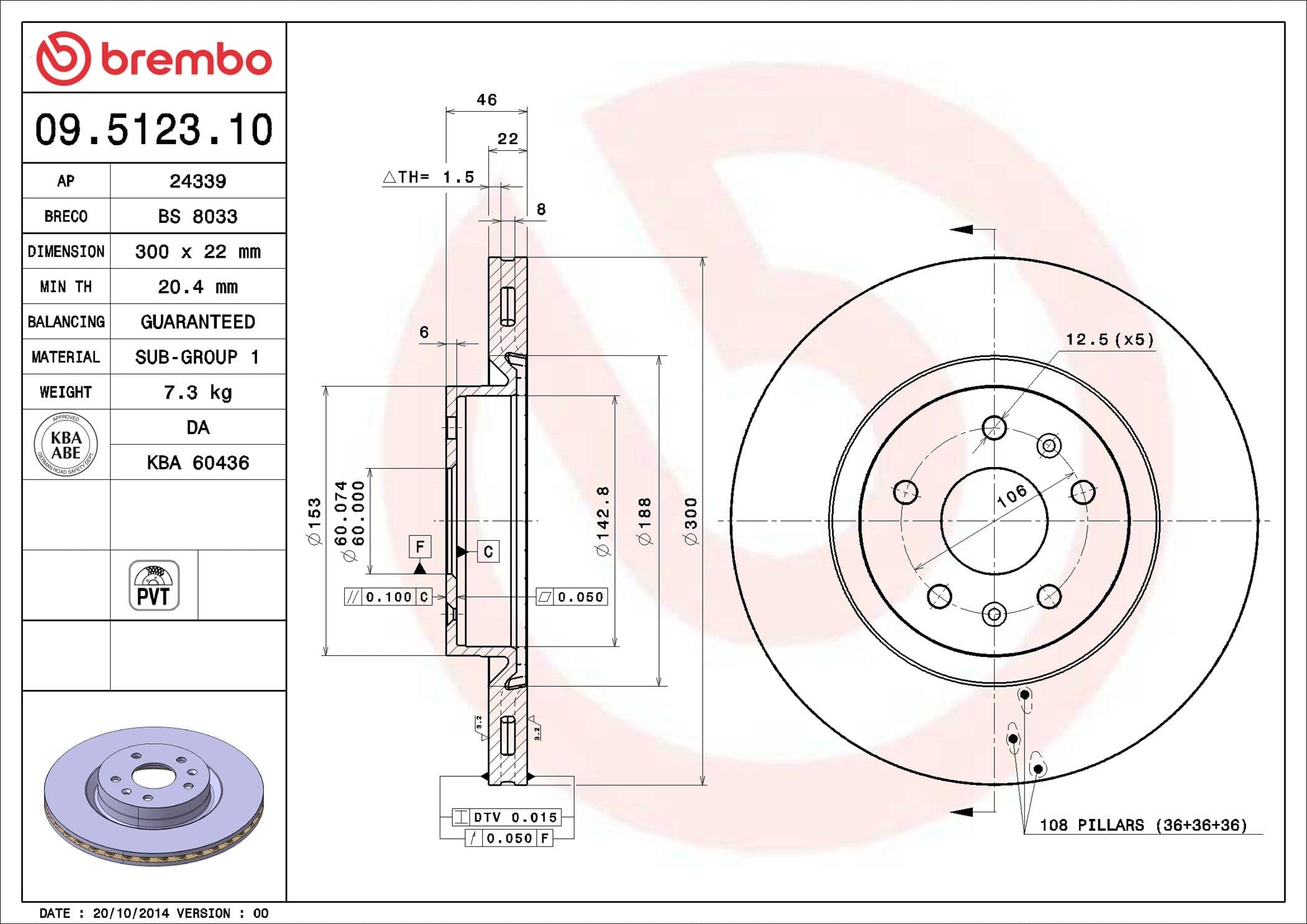 Disco de freno BREMBO 09.5123.10