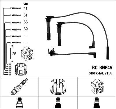 Juego de cables de encendido NGK 7108