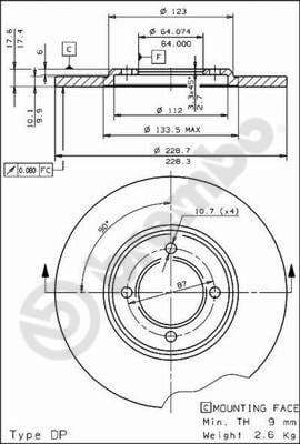Disco de freno BREMBO 08.2266.10