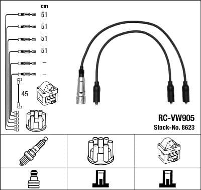 Juego de cables de encendido NGK 8623