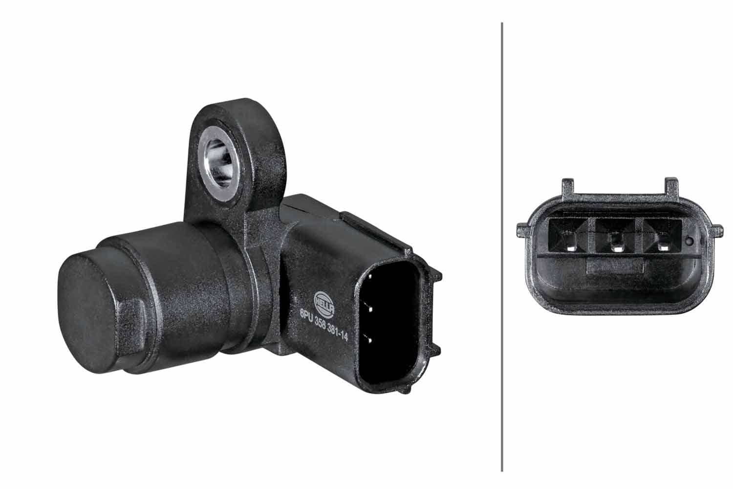 Sensor, posición árbol de levas HELLA 6PU 358 381-141