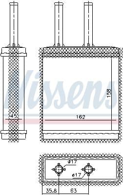 Radiador de calefacción, calefacción interior NISSENS 77519