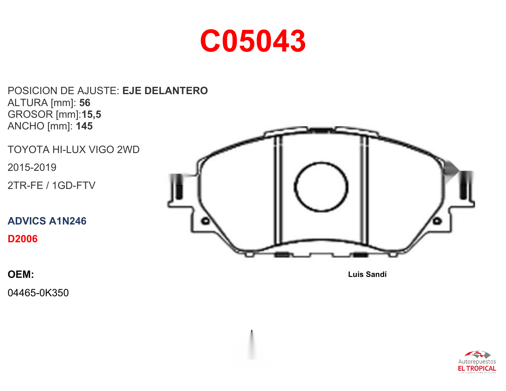 FIBRA DE DISCO VIGO 2WD (GUN122-123) 15-