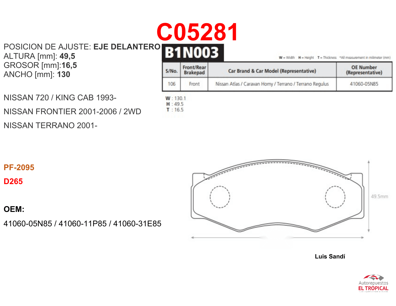 FIBRA DE DISCO 720,Z24 KINGCAB 93-D265/PF2095