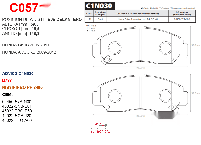 FIBRA DE DISCO CIVIC FD1.8 05-/2.0
