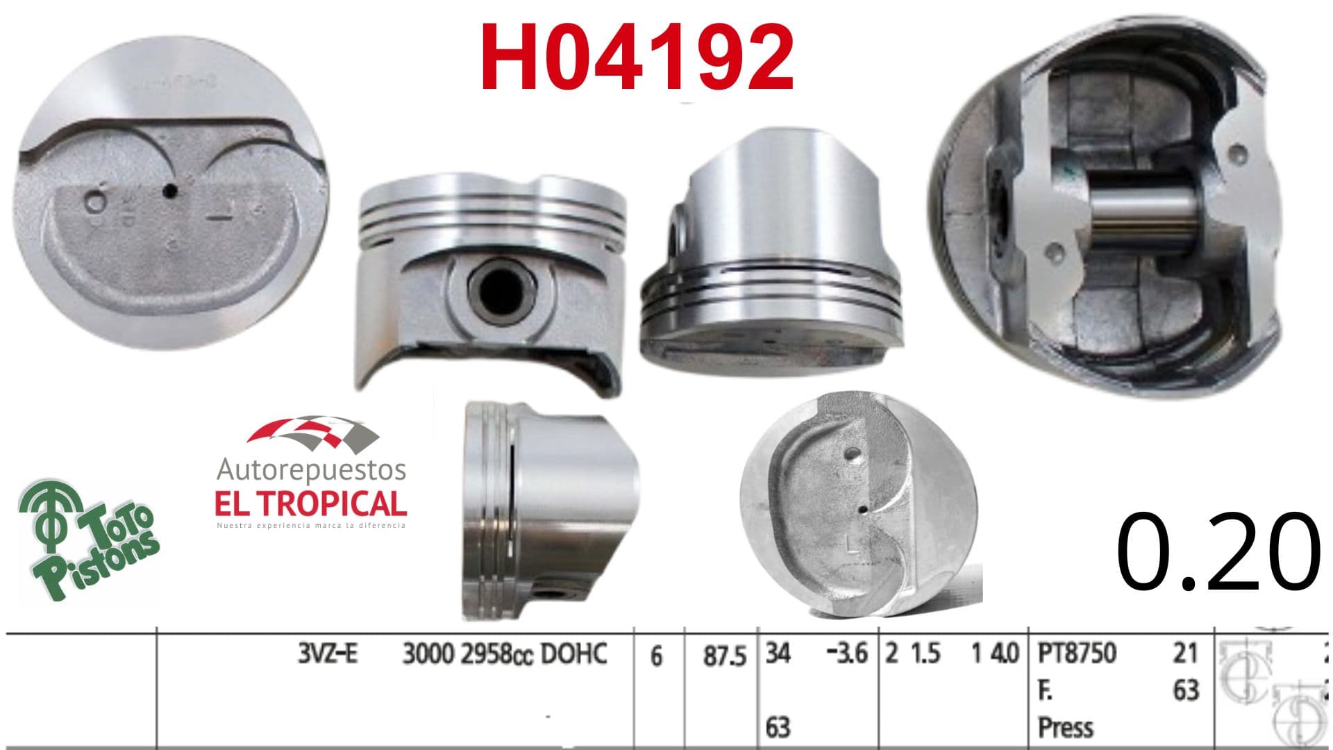 PISTONES 020 3VZ 2958cc 12V S/SEG RyL