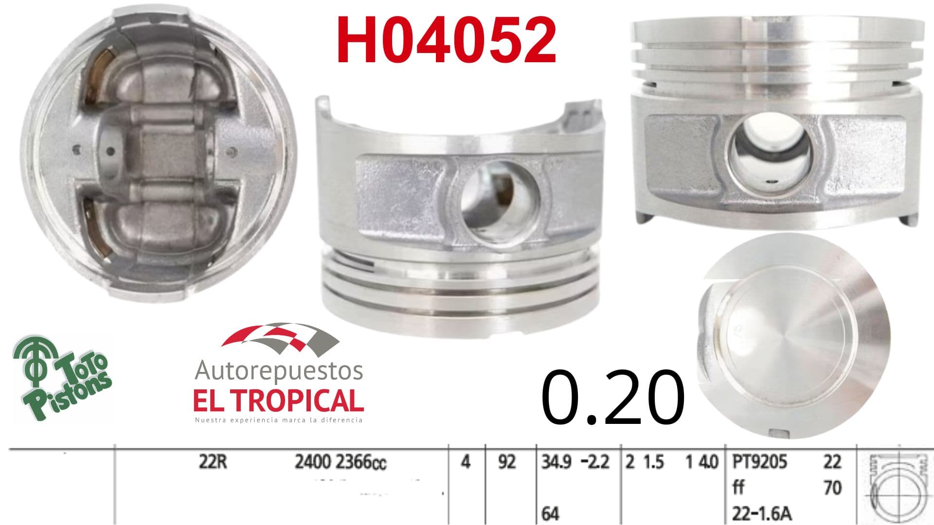 PISTONES 020 22RE 85- 2366c BAJA COMP.