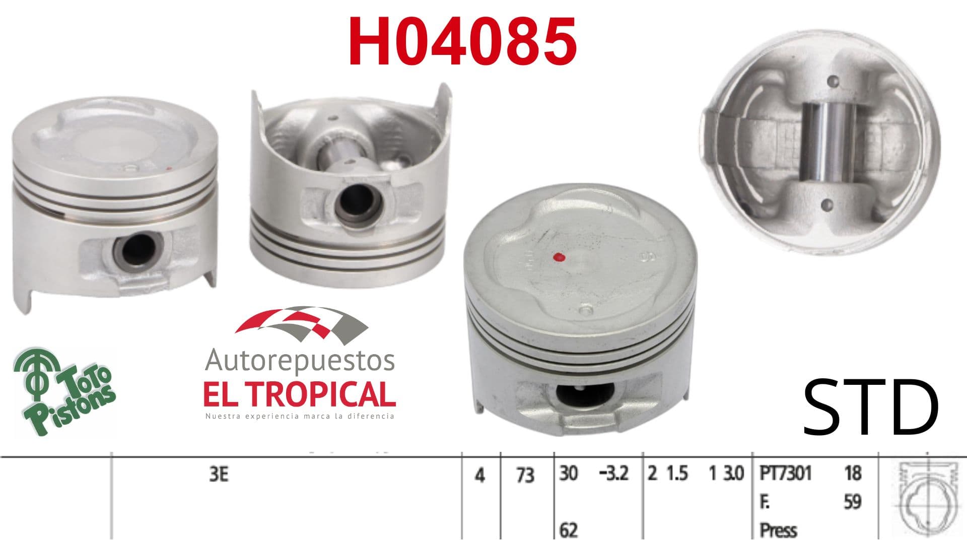 PISTONES STD 3E 1456cc 12V CARB/INY.