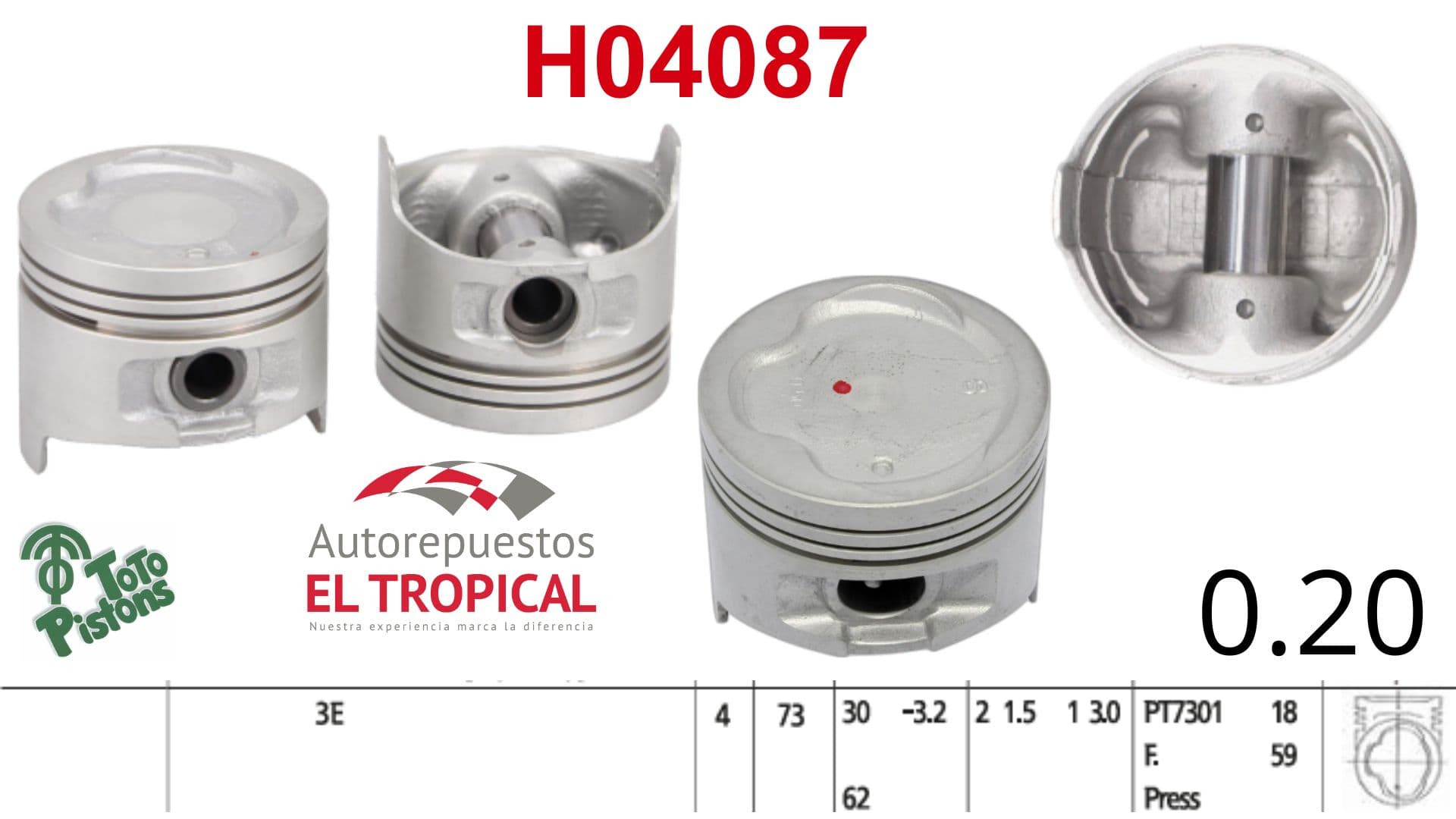 PISTONES 020 3E 1456cc 12V CARB/INY.