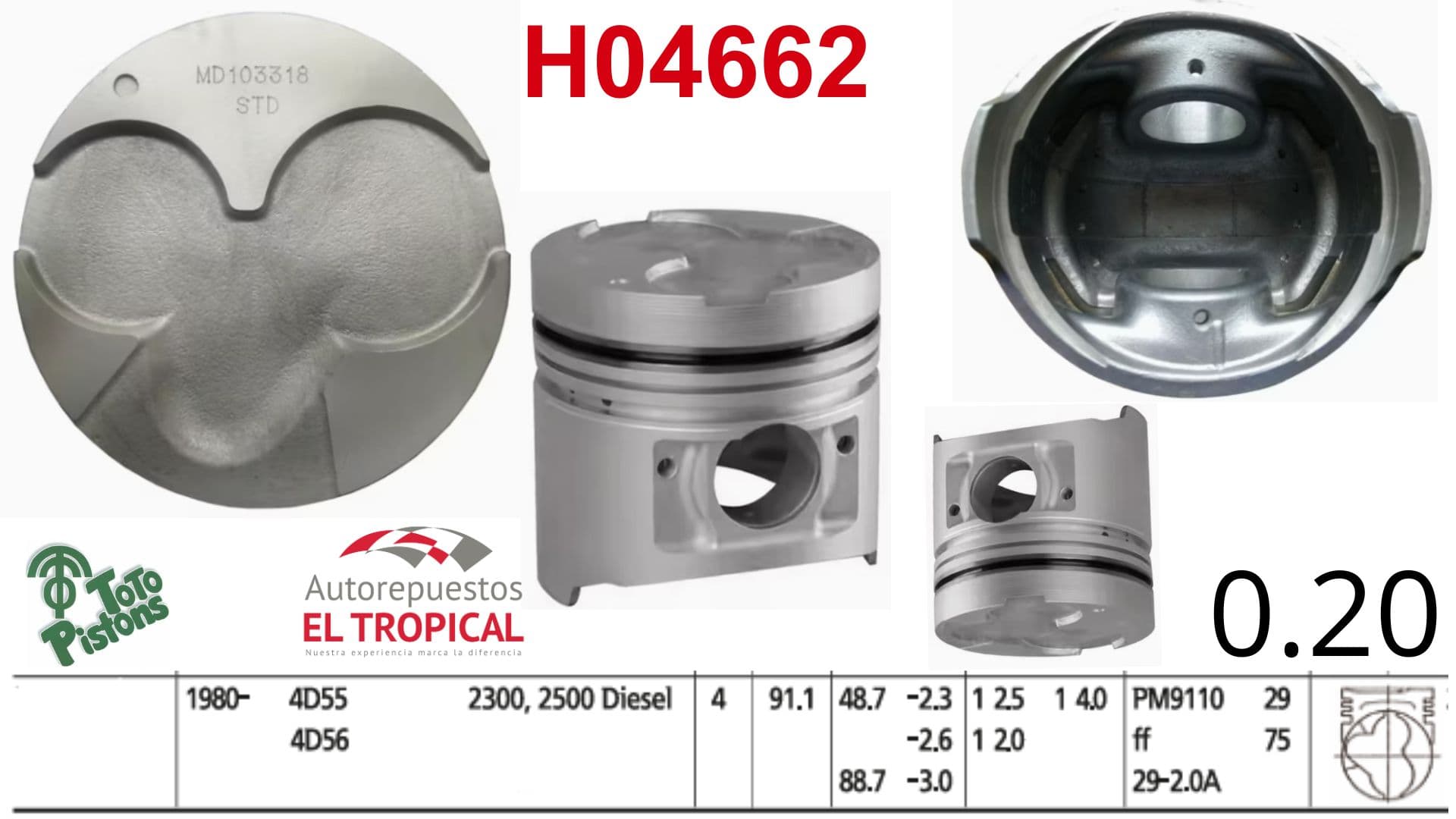 PISTONES 020 4D55 / 4D56 SIN TURBO