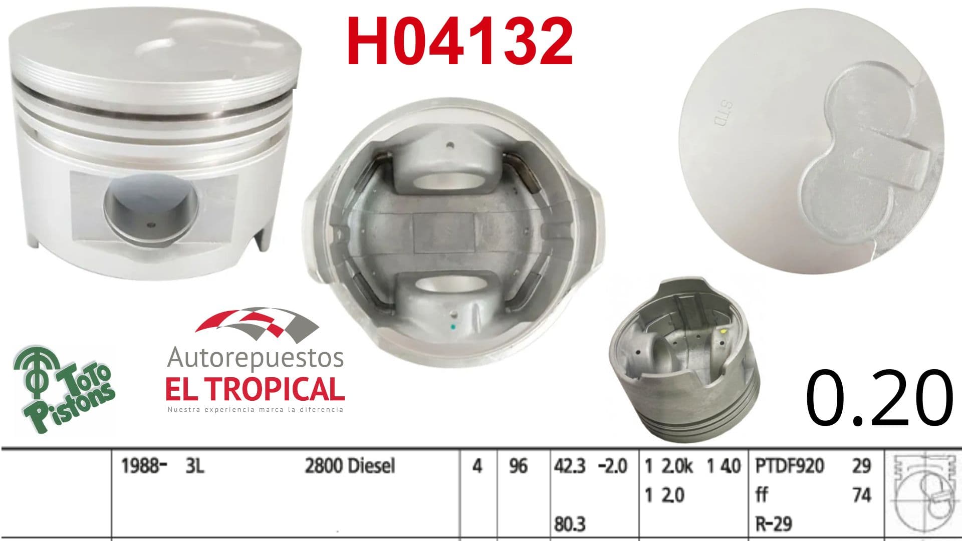 PISTONES 020 3L 89- 2779cc