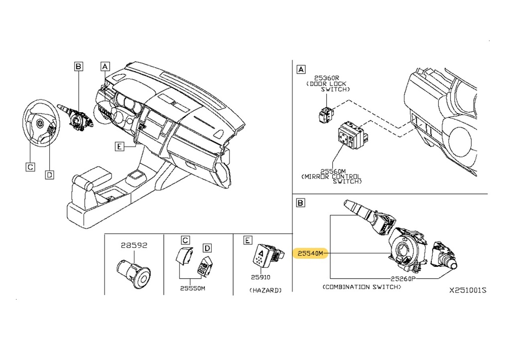 Conjunto de Interruptor Combinado Nissan