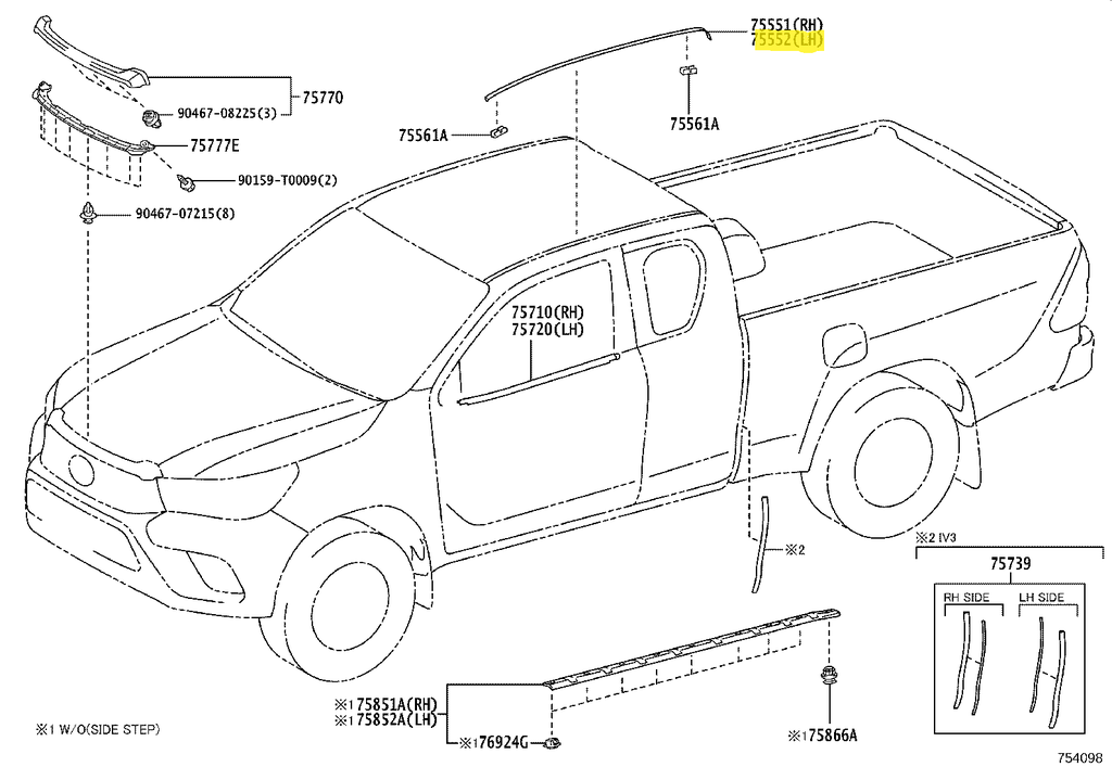 Moldura Lateral Izquierda Canal de Goteo Techo Toyota