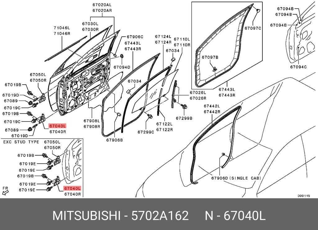 Bisagra Superior Puertas Delanteras Mitsubishi
