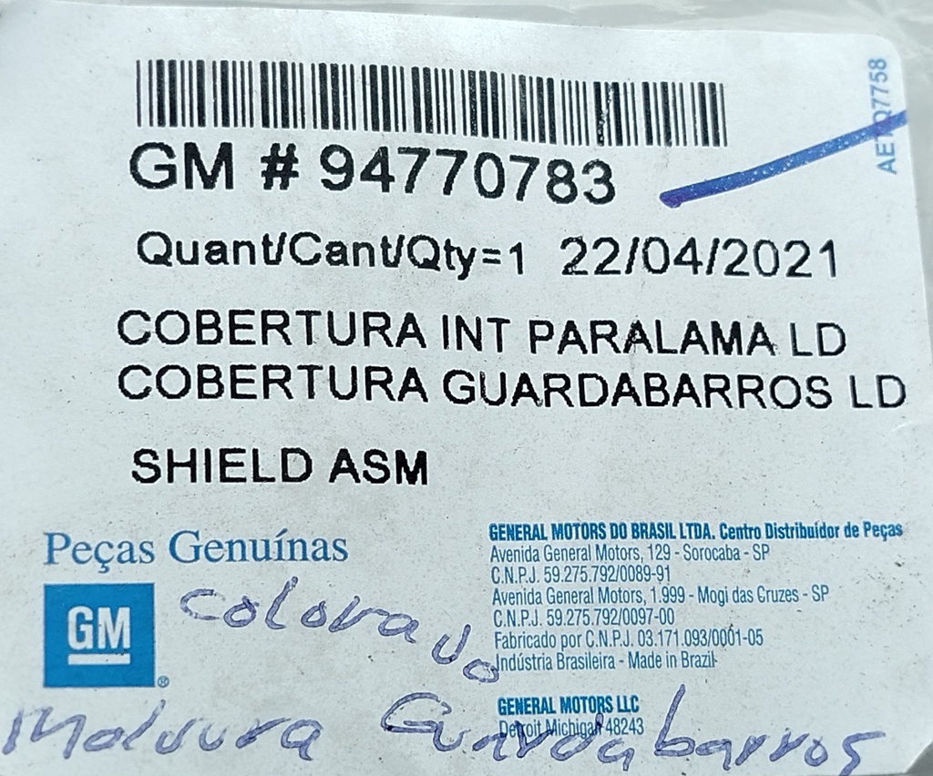 Moldura Guardabarros Chevrolet